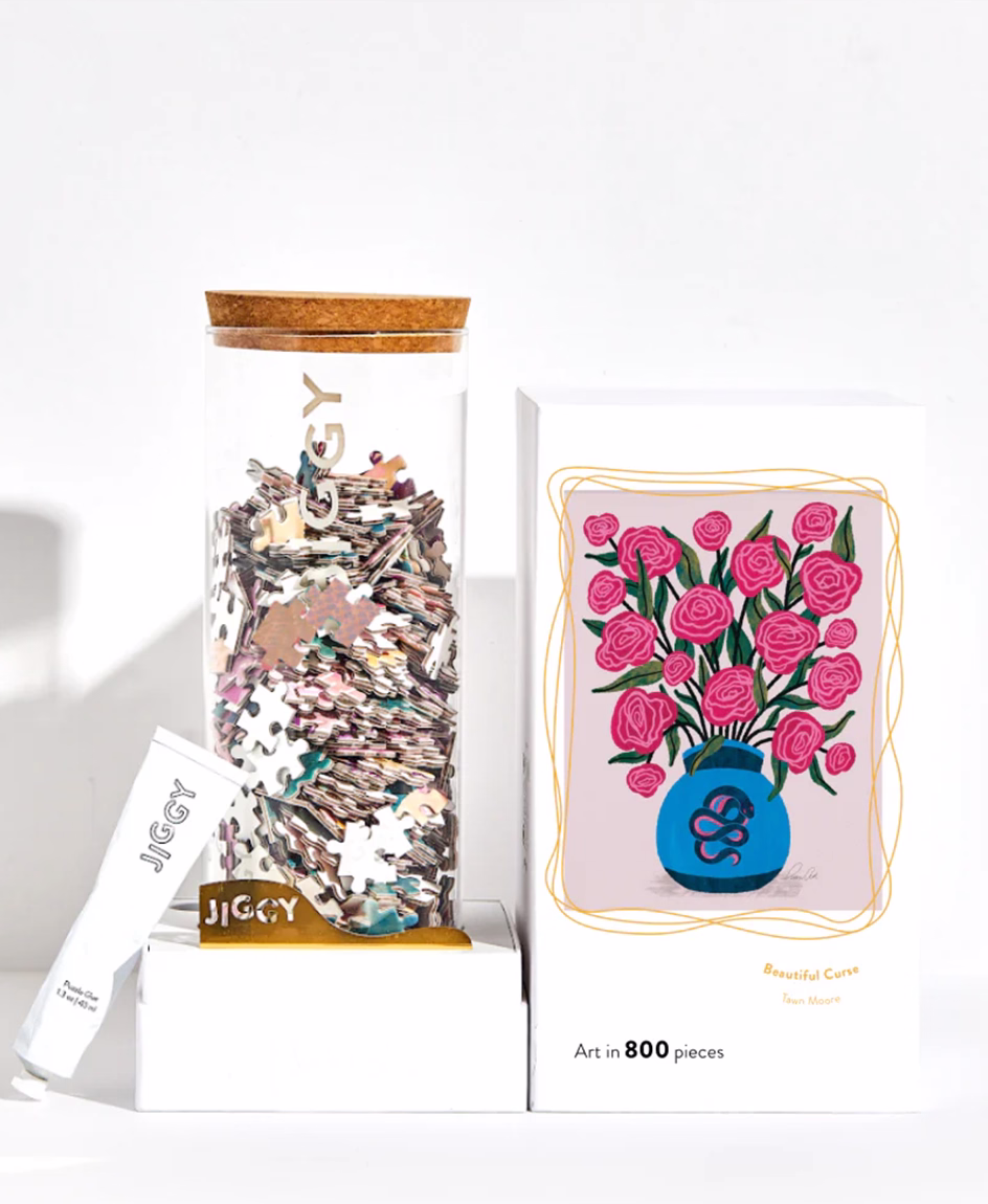 Puzzle illustration collaboration with Jiggy Puzzles featuring playful artwork by Tawn Moore