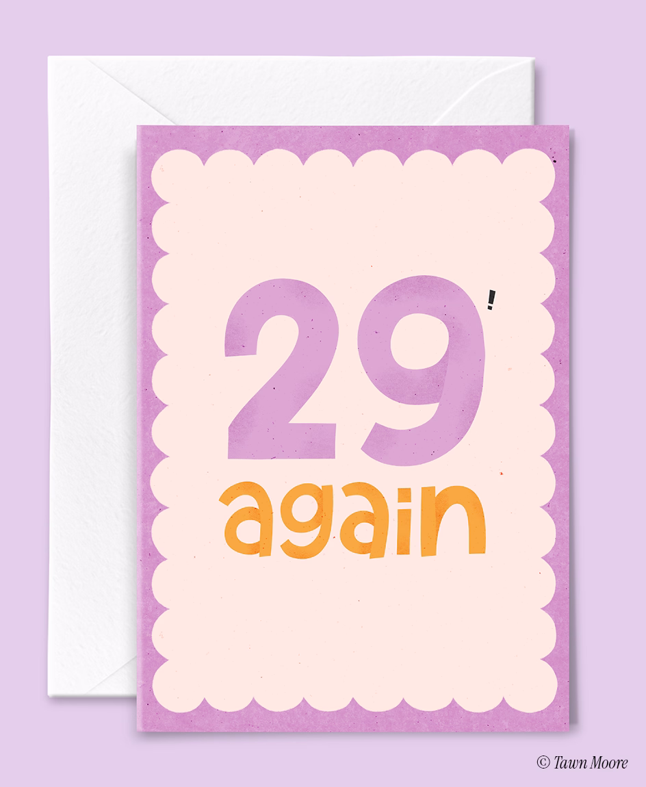 Playful typographic illustration example designed for birthday cards by Tawn Moore